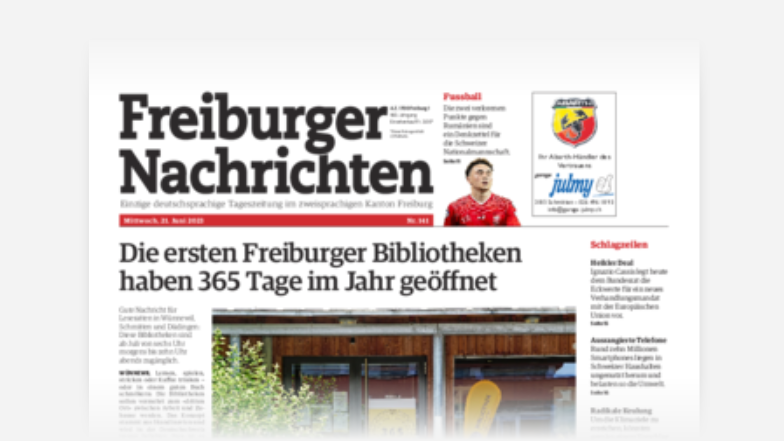 Freiburger Nachrichten · Ein besorgter Apotheker als Aufsteller.